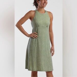 Prana Women's Jewel Lake Summer Midi Dress Juniper‎ Green Sharkstooth Medium
